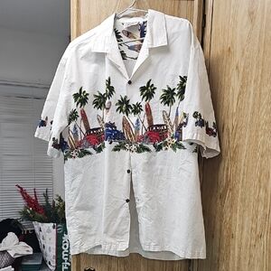 Woodie Tropical Print Button-Up Shirt